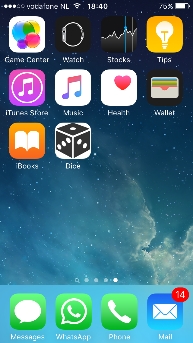 The prepacked dice icon on the homescreen