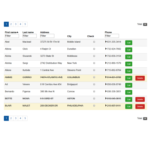 JavaScript PagedList component written in Transcrypt